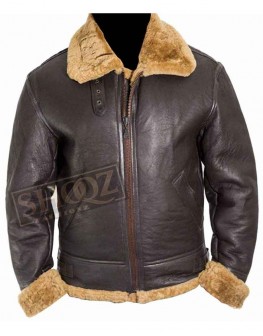 Dunkirk Tom Hardy Fur Leather Jacket 